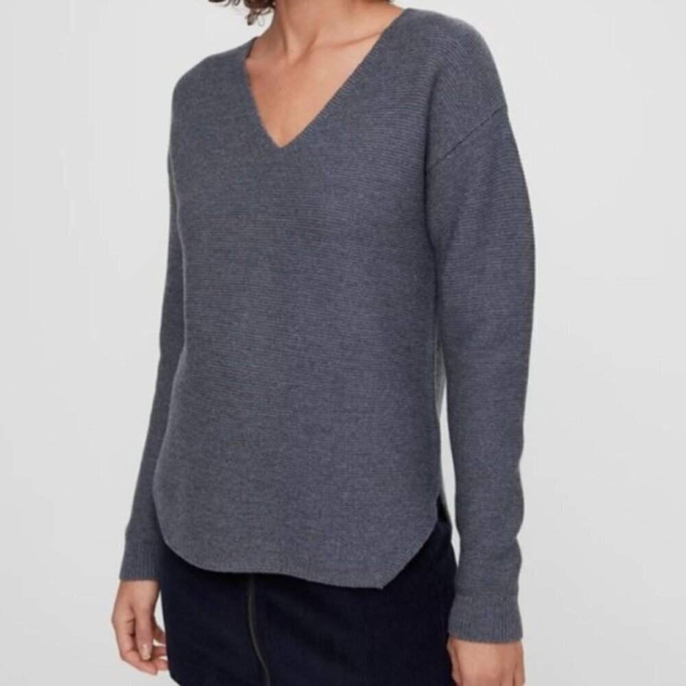 Aritzia Wilfred Free Wolter Black Waffle Knit V-neck Sweater Size S
